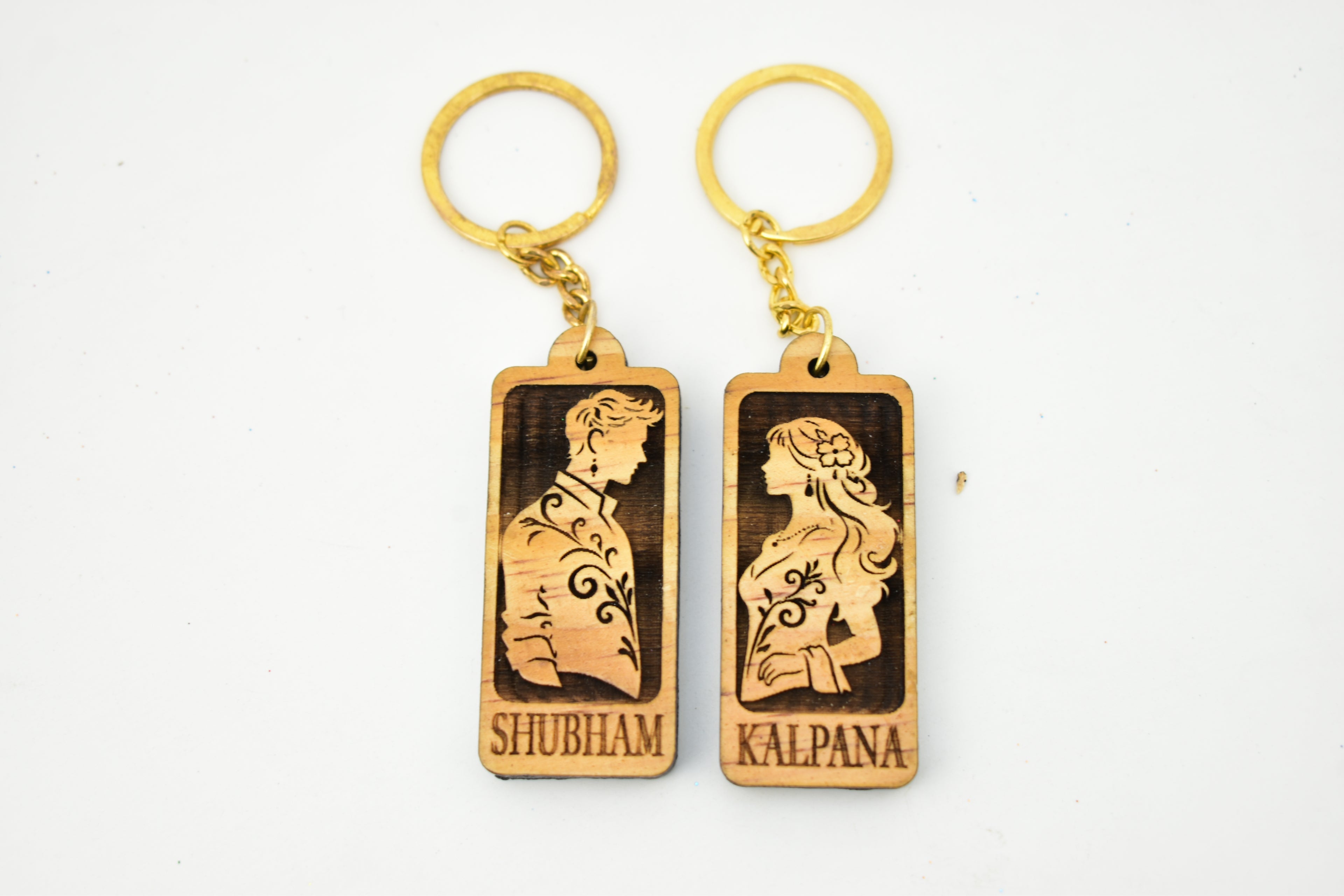 Customized Wooden Couple Name Keychain