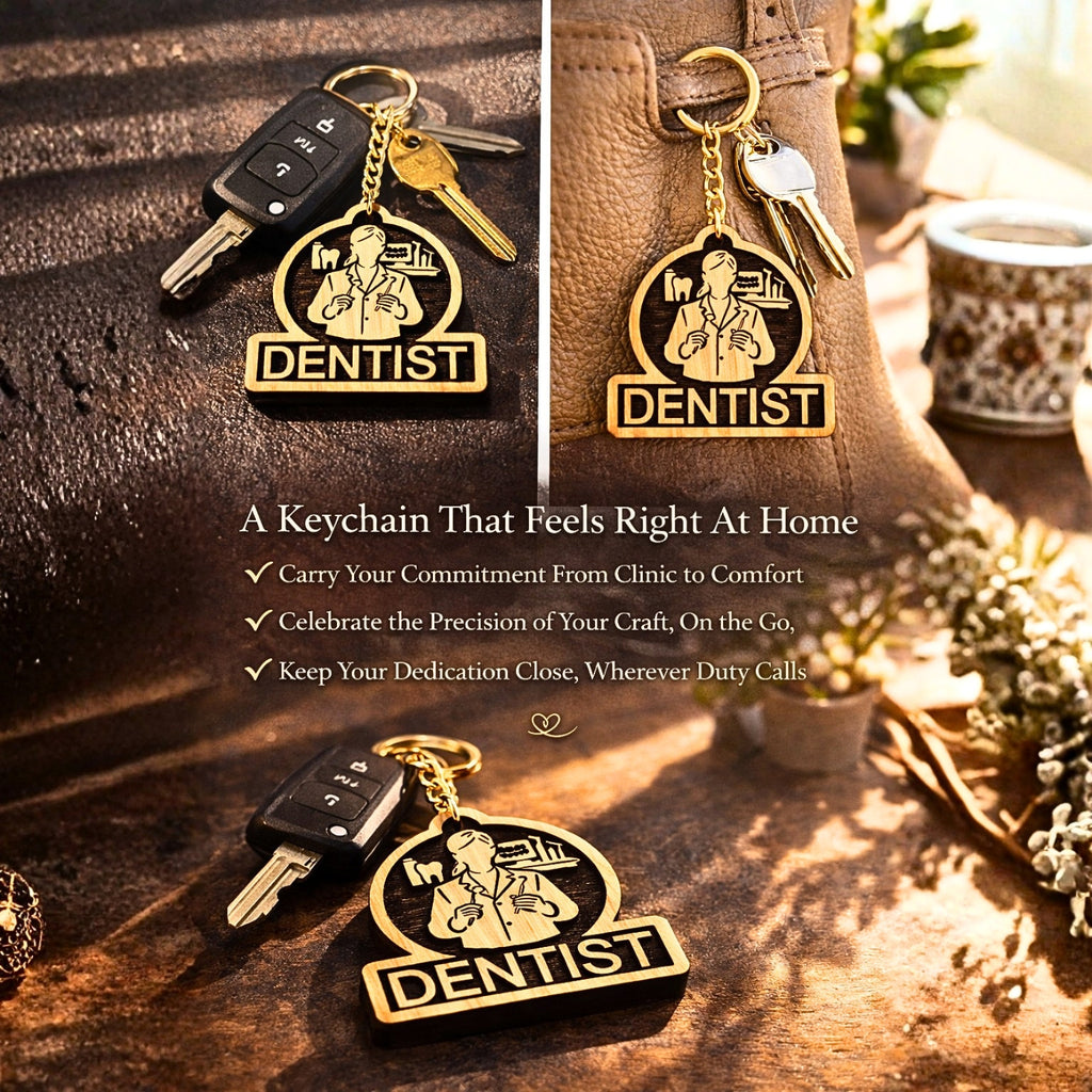 Female Dentist Keychain