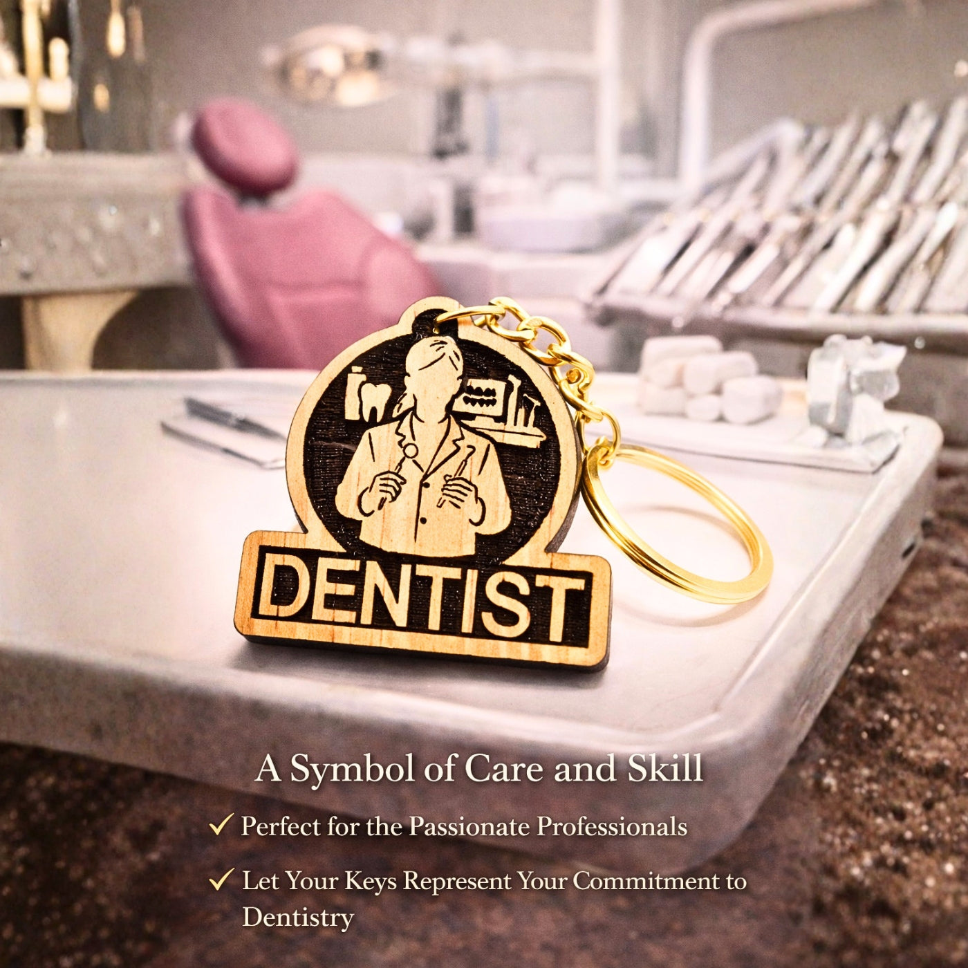 Female Dentist Keychain